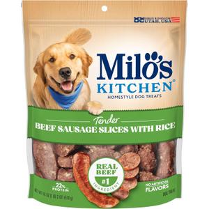 Milo's Kitchen Beef Sausage Slices With Rice Dog Treats, 18 Ounce, 4 Pack