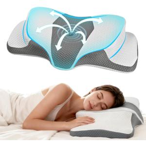 AlignCore Cervical Neck Pillow - Ergonomic Firm Memory Foam Bed Pillows for Sleeping, Neck Pillows for Pain Relief, Back and Side Sleeper Pillow
