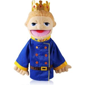 Role Play Hand Puppets Hand Plush Chef Doctor Fireman Pirate Detective Athlete Nurse Worker Hand Puppet Toys Puppets for Kids Storytelling Imaginative Pretend Play Teaching Preschool(Prince)