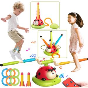 Engfa 3 in 1 Musical Jump, Toss Ring Game and Stomping Launch Rocket Launcher for Kids Toys for Girls Boys 3-5, Sports & Outdoors Toy for Ages 5-7 with Remote Control Outside Toys for Kids Ages 4-8