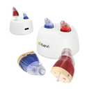 Rechargeable Hearing Aids for Seniors with Noise Cancellation, OTC Hearing Aids Digital Chips for Clear Sound, CIC In-Ear Fit Comfortable & Invisible, Charging Case Volume Control, 1 Pair, Red and blue