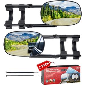 Extended Towing Mirrors, Universal Clip-On Side Mirror Extensions for Pickups, RVs, and Trailers, Tow Mirrors with Extenders (Model HA968)