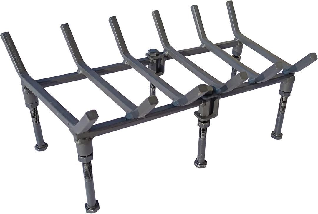 TAFIEDA Fireplace Log Holder. 18 Inches Heavy Duty Solid Steel Fireplace Grate. Upgrade Adjustable Fireplace Grate 6 Solid Steel Feet with 6 Bar Fireplace Wood Holder. Best Fireplace Accessories.