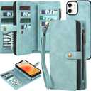 TwoHead for iPhone 12/12 Pro Wallet Case with Card Holder & Detachable Magnetic Phone Case,Leather All-Round Protection Phone Cover for Women/Men,6.1IN,Blue