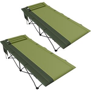 Timber Ridge Extra Wide Heavy Duty Camping Cot for Adult, Easy Set Up Oversized Sleeping Cot with Carry Bag for Camping, Travel and Outdoors, Support up to 450lbs, Green, 2 Pack