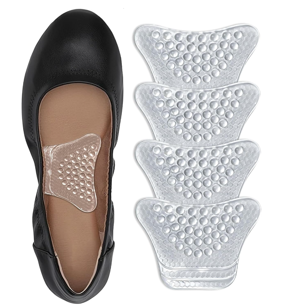 Arch Support Inserts Women, Customizable 3-Height System for Plantar Fasciitis, Non-Slip Invisible Bio-Gel, Butterfly Contour for Heels, Flats & Sandals (2 Pairs, Low Arch)