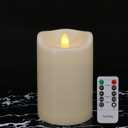 Large Outdoor Waterproof Flameless Candles with Remote and Timers, Battery Operated LED Flickering Pillar Candles, Long-Lasting, Ivory Plastic, D 4" x H 6", 1 Pack