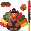 VinTS Turkey Piata,Large Thanksgiving Piata with Blindfold and Stick for Thanksgiving Autumn Fall Party Birthday Party School Activities Turkey Theme Carnival Decor(16.5x13.3x3.15in)