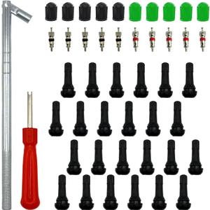 Valve Stem Puller and Installer,24Pcs Tr413 Snap-in Tire Valve Stems,10Pcs Valve Cores,10Pcs Tire Valve Caps and Valve Core Removal Tool