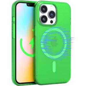 FELONY CASE for iPhone 12 Pro Max - Stylish Neon Green Crystal Clear Phone Case, Compatible with MagSafe - 360 Shockproof Protective Cases