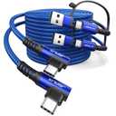 JSAUX 100W USB C Cable [2-Pack 10FT], Right Angle Fast Charging Cord with USB A to C Adapter for iPhone Air/iPhone 17/ iPhone 17 Pro/iPhone 17 Pro Max, iPhone 16/15, Samsung, MacBook, iPad - Blue