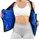 Kewlioo Women's Zipper Heat Trapping Sweat Enhancing Polymer Vest - Comfortable Sauna Suit Shirt Jacket Vest for Gym Yoga (Black)