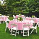 Round Vinyl Tablecloth with Flannel Backing-6 Pack Pink 60 Inch Waterproof Table Cloths Plastic Table Sheets-Wipeable Spillproof PEVA Oilcloth Covers for Picnic Party Camping Dining