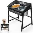 Spill Proof Tilted Elevated Dog Bowls for Large Breed, 15 Tall Raised Dog Bowl with Stand, Stainless Steel Dog Food Bowl & Water Bowl Set for Indoor & Outdoor Use, Easy Clean Large Dog Bowl Dog Dish