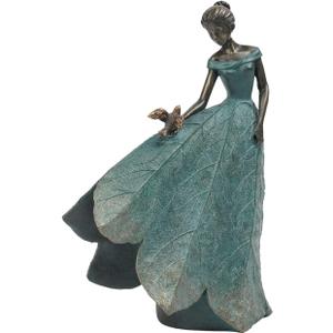 Guichifun Fairy Statue Collection Home Decoration - Leaf Angel Girls Resin Gardening Gifts for Women Statues for Garden Fairy Indoor or Outdoor Yard Figurines 5.5 x 3.25 x 8 Inch