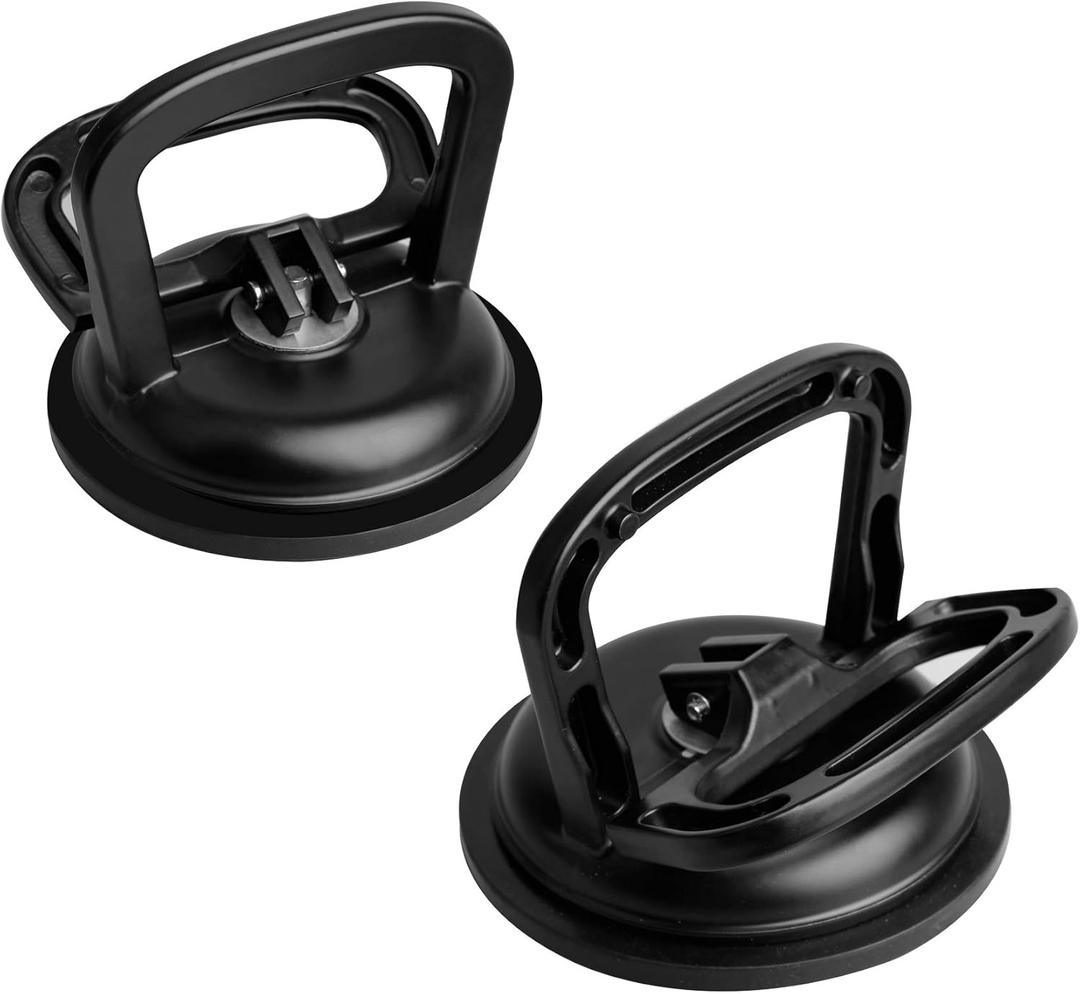 FCHO Glass Suction Cup Heavy Duty Aluminum Vacuum Plate Puller Handle Holder Hooks Duty Galss Lifting/Tile Suction Cup Lifter/Moving Glass/Pad for Lifting (Black, 2Pack)