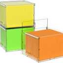 File Organizer Box with Lid, Hanging Filing Folder Organizer for Document Storage with Plastic Slide, Letter-size File Holder Filing Box for Office/Home/Decor/3Pack