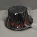 Nicky Bigs Novelties Black Christmas Top Hat, Snowman Hat for Men With Plaid Band & Berries, Pilgrim Hats, Victorian TopHat For Adults, Ugly Christmas Sweater Costume Black TopHat, One Size Fits All