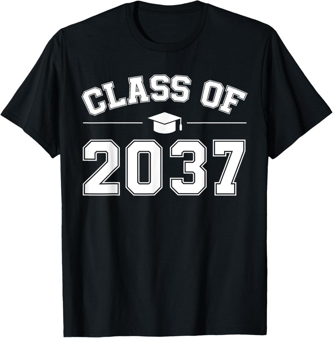 Class of 2037 Grow With Me First Day of School Graduation T-Shirt (Small, Black)