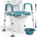 Raised Toilet Seat with Handles (400lb) - Adjustable 3 in 1 Commode Chair for Toilet with Arms, Toilet Riser with Handles, Bedside Commode Chair, Handicap Toilet Seat for Elderly (Teal)