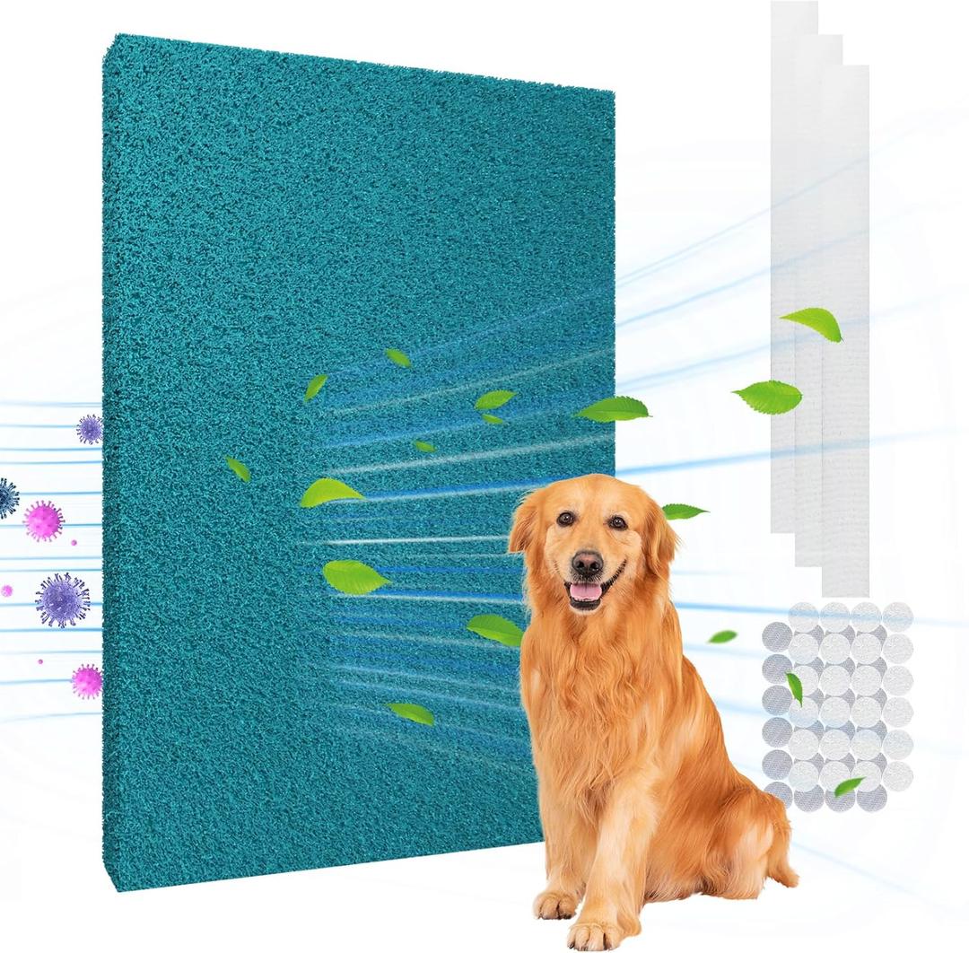 Reusable Air Filter 20x30, High Air Flow Cut to Fit Furnace Filters, MERV 6 Replacement Filter for HVAC, RV, Washable Replacement Air Conditioner Filters, 24 PCs Hooks, Green