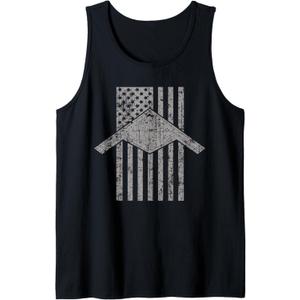 B-21 Raider Stealth Bomber Patriotic Vintage Flag , Aviation Tank Top 2XL