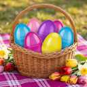 6 Pcs Large Easter Eggs Fillable, 6 Inch Colorful Jumbo Plastic Empty Egg Stand Upright for Easter Eggs Hunt Basket Stuffers Fillers Filling Treats Party Favor Classroom Prizes Supplies (Clear)