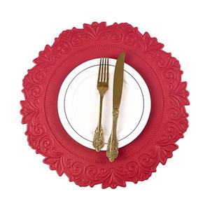 Noctiflorous Round Faux Leather 15 Inch Placemats Set of 6 Waterproof Wipeable Heat Resistant Tablemat for Dining Table Kitchen Non Slip Washable Oilproof Table Place Mat for Indoor Outdoor(Red, 6)