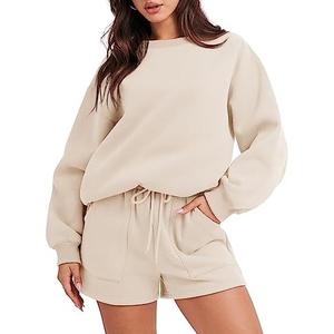 ANRABESS Women 2 Piece Outfits Sweat Shorts Sets 2025 Oversized Casual Lounge Matching Set Sweatsuit Tracksuit Clothes L