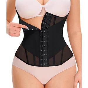 Nebility Waist Trainer for Women Corset Shapewear - Mesh Faja Body Shaper Waist Cincher Tummy Control Girdle Daily Wear (Black, Large)