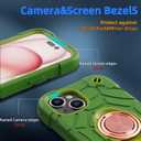 KCJ Compatible with iPhone 15 Case with[2Screen Protectors+1xLens Protector][Ring Stand] Soft Silicone+Hard PC Full Body Protection Phone Shell Durable Rugged Case for iPhone 15 6.1" Avocado