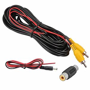 DALLUX Backup Camera RCA Video Cable,Car Reverse Rear View Camera with Detection Wire(33FT/10m),AV Extension Cable with RCA Video Female to Female Coupler and Power Cable