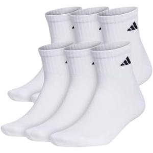 adidas Men's Athletic Cushioned 2 Pairs Quarter, Athletic Cushioned Quarter Ankle Socks for Men with Arch Support