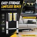 10.5 FT Telescoping Ladder Aluminum Lightweight Extension Ladder | Heavy Duty 300lbs Max Capacity, Multi-Purpose Collapsible Retractable Ladder for Home, RV, Attic or Outdoor Work