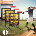 Pitching Net, 9 Hole Baseball Net with Strike Zone, Adjustable Baseball Softball Pitching Net with 9 Pocket Target, Portable Pitcher Practice Equipment for Outdoor Indoor