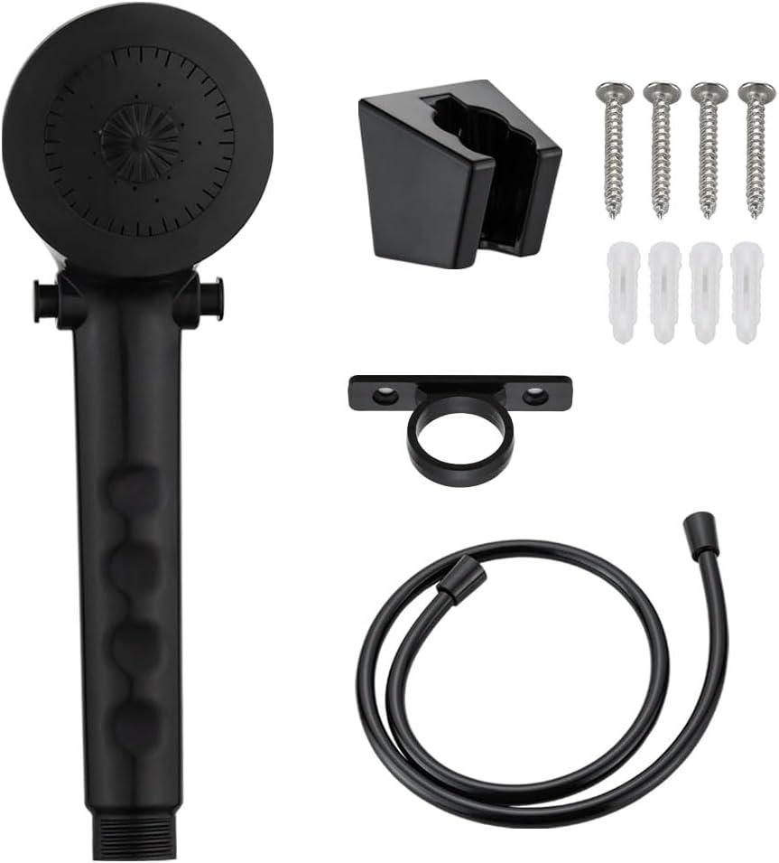 RV Shower Head with Hose - Non-Metallic Outdoor RV Shower Kits Replacement with Pause Function for RVs, Fifth Wheels, Motor Homes, Travel Trailers, Campers, Boats (Black)