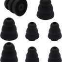 ALXCD Triple Ear Tip with 2mm Hole for Etymotic Shure Klipsch Earphone, 2 Sizes (S/L) 4 Pairs Triple Flange Silicone Earbud tip, Fit for Etymotic Shure Klipsch 2mm Hole[Black-4 Pair]