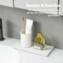 2PCS 10"x 5" Large Bathroom Sink Vanity Trays, Water Absorbing Diatomite Stone Quick Drying Mat for Kitchen Counter, Dish Rack Dispensers Sponge Holder Caddy Organizer, Beige, 10"x 5"