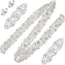 5 Pcs Crystal Rhinestone Wedding Applique Iron on Rhinestone Sash Hair Applique for Bridal Wedding Dress Clothes Shoes