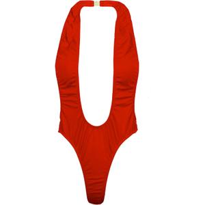 Nyteez Women's Swimsuit Skimpy One Piece Monokini Bathing Suit Suspender Bikini One Size Red