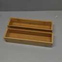 Kitchen Drawer Organizer Bins, Stackable Bamboo Deep Drawer Organizer for Silverware, Utensils, Cutlery, Flatware, Junk Drawer, Dresser, Bathroom, 12" x 3" x 2.5" (Set of 2)