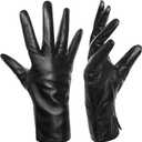 Womens Leather Gloves Wool Lined Warm Glove Touchscreen for Winter Driving Lambskin Dress Gloves Cashmere Lined (Black, M)