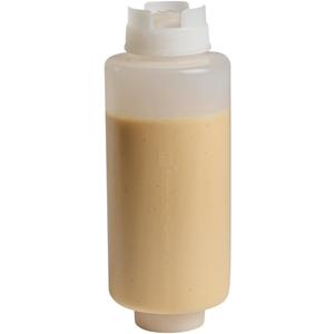 Restaurantware 32oz. FIFO Inverted Plastic Squeeze Bottle with Refill and Dispensing Lids - First In First Out - Perfect for Restaurants Catering and Food Trucks - 1ct box