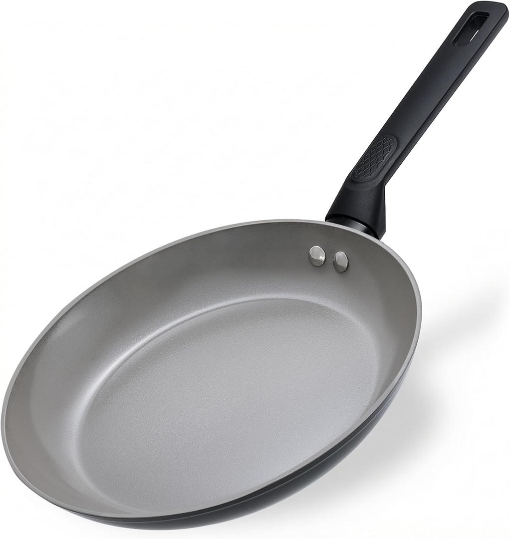9.5 Inch Nonstick Frying Pan Skillet, Ceramic Frying Pan, Non Toxic Healthy Ceramic Coating, Suitable for All Stovetops, PTFE PFOA PFOS Free, Black