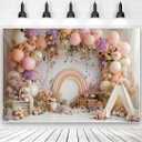 Newborn Baby 1st Birthday Photography Backdrop - Balloons Tent Flower Decor Background for Kids Birthday Party Baby Shower Portrait Cake Smash Props (6x4ft)