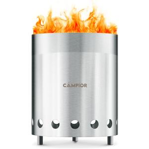 Wood Burning Fire Pit Stove - Smokeless Outdoor Stove for Efficient Wood Fires, Camping, Cooking, and Garden Gatherings, Durable, Stainless Steel with Removable Ash Pan, Stand and Carry Bag (6 Inch)