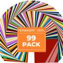 Prime Vinyl Permanent Vinyl, 99 Pack 12 "x 12" Vinyl Sheets Compatible for Cutting Machine, Adhesive Sheets for Home Decor, Party Decal Sticker