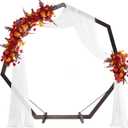 THORISE 7FT Wedding Arch, Heptagonal Wood Arch for Wedding Ceremony, Arbor Backdrop Stand for Garden Parties, Indoor, Outdoor, Wooden Arbor Rustic Farmhouse Theme