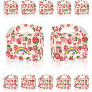3 x BFHUILTD 12 Pcs Cute Pink birthday party Decorations,Rainbow Party Supplies, Bow Strawberry party favor boxes,Birthday Supplies for Girl