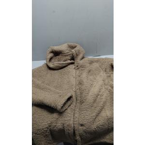 Haloumoning Girls Fuzzy Fleece Jacket Casual Button Down Sherpa Overcoat Faux Fur Jackets M